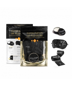 INSTRUMENTOS DE PLACER NARANJA Kit livello arancione: candela da massaggio + maschera + manette in raso