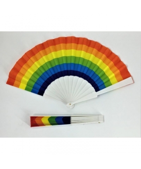ABANICO PLÁSTICO BANDERA LGBT+ Ventaglio in plastica con i colori dell'orgoglio LGBT