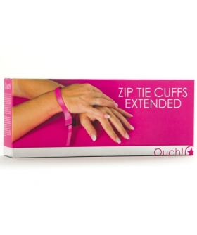 ZIP TIE CUFFS EXTENDED PINK Esposas plásticas para pulsos e tornozelos, projetadas para encontros íntimos emocionantes