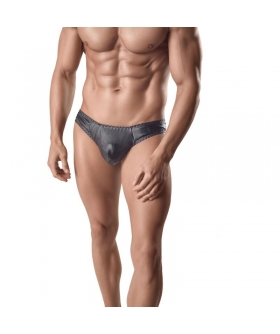 ANAIS MEN  GLOW Tanga preto em couro, confortável, sedutor e com ajuste perfeito