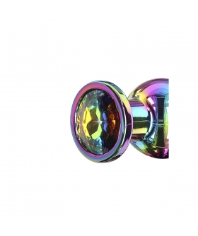 TWILIGHT BUM BIJOU Plug anal en métal avec pierre précieuse aux couleurs de l'arc-en-ciel et forme conique