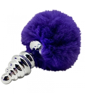 ESPIRAL METAL POMPON VIOLETA O Plug anal metálico con forma espiral y pompón violeta