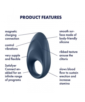 SATISFYER MIGHTY ONE Anillo vibrador impermeable con app, 15 años de garantía
