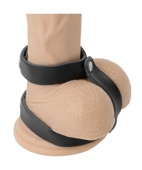 ANILLO COCKRING Arnés de cuero para el pene y los testículos