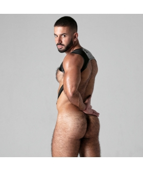 CORPORAL BOY BLACK Lingerie erotica in ecopelle e tessuto 3D, vestibilità unica