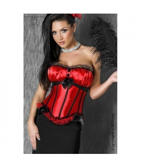 CORSET ENHANCER RED Atraente espartilho de cetim sexy com desossa e laços pretos pretos