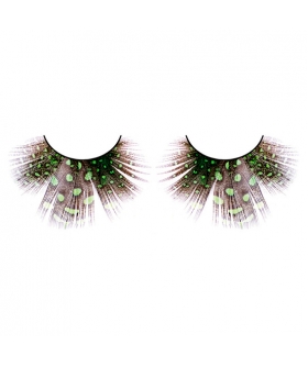BACI PESTAÑAS POSTIZAS PLUMAS Ciglia finte con piume verdi, design sofisticato e originale.