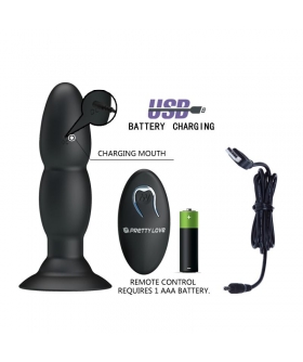 BEADED BUTT REMOTO Plug anal vibrador con control remoto y bolas rotatorias