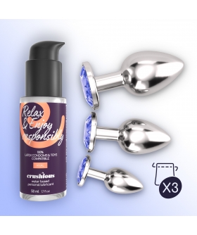 ANAL WET TRAIN Set de entrenamiento 3 joyas anales de metal con lubricante