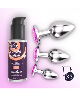 ANAL WET TRAIN Set di allenamento: 3 gioielli anali in metallo con lubrificante