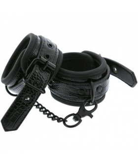 BLAZE  HANDCUFF CROCO Eleganti e regolabili polsiere in pelle nera.