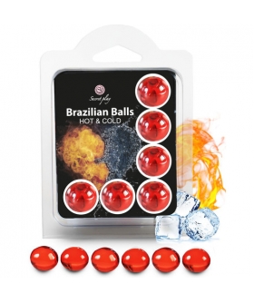 BOLA LUBRICANTE ROJA Set gioco segreto 6 sfere brasiliane effetto caldo e freddo