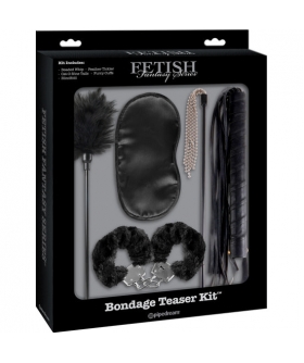 BONDAGE TEAZER KIT Kit BDSM avanzado para parejas con pluma, antifaz y látigos