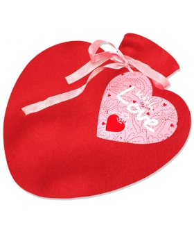 BOTIJA DE ÁGUA QUENTE HEARTWAR Bolsa de agua en forma de corazón con funda polar y tarjeta