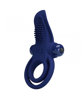 VIBRATING PENIS RING Doble anillo vibrador + estimulador clítoris 10 vibraciones negro