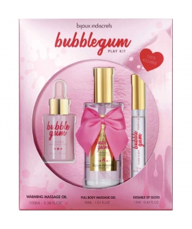 BUBBLEGUM PLAY KIT Kit íntimo con aroma a chicle: aceite, gel, brillo labial