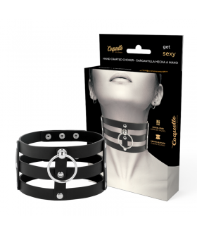 GLINTHALO Collar fetish ajustable de cuero vegano negro