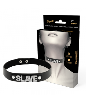 NECKLACE SLAVE Collare nero, regolabile, stile bdsm, taglia unica.