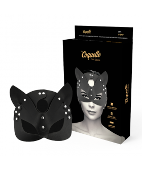 FACE CAT Maschera in pelle vegana con orecchie da gatto