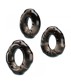 COCK RINGS YVONNE SET 3 ANILLO Ensemble d'anneaux élastiques pour une érection optimale.