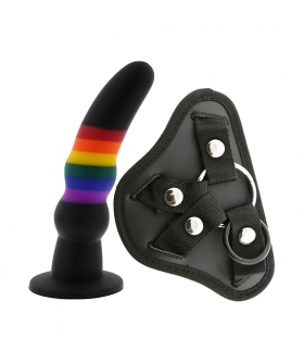 SOLID DILDO Arnés con dildo de silicona colorido y sólido