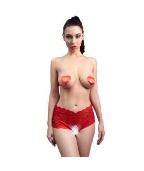 PANTIES CROTCHLESS Culotte aperto all'inguine, disponibile in rosso o nero