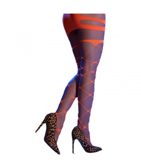 CR 4706 MEDIAS CABARET NARANJA Meias sensuais com ilhós largos para mulheres