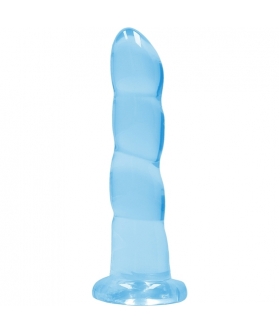 CRISTAL BLUE Dildo transparent avec ventouse pour une utilisation mains libres, parfait pour une stimul