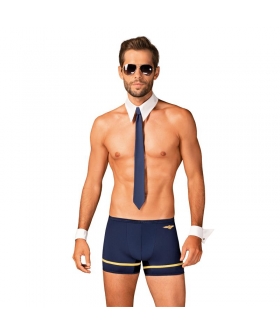 SET DE PILOTO Conjunto sensual de piloto: boxers, gravata, óculos