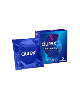 3 PAX DUREX Preservativos durex natural: grosor médio, forma anatómica.