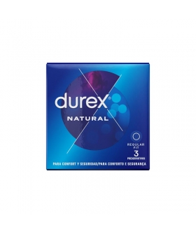 3 PAX DUREX Préservatifs durex natural: épaisseur moyenne, forme anatomique