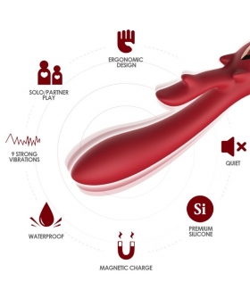 ELK VIBRADOR RABBIT CURVO RED Vibrador submersível com múltiplos modos de vibração.