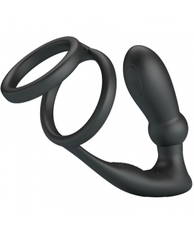 EMONI Anillo y plug anal vibratorio; doble estimulación y silicona premium