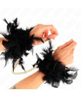 ESPOSAS DE PLUMAS NEGRO CON CA Pulseiras bdsm de alta qualidade para todos os níveis.