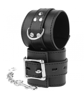 LEATHER  CUFFS Manette in pelle sintetica con robuste catene