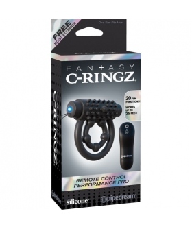 FANTASY C-RINGZ TOUCH Anel vibratório preto com 10 modos, comando à distância e carregamento USB