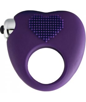 COCKRING MORADO  Anillo vibrador de silicona con 10 ritmos y diseño corazón