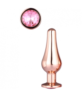 GLEAMING LOVE ROSE GOLD PLEASU Plug anal cónico con joya, de aluminio, tamaño pequeño