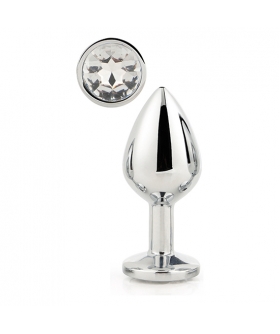 GLEAMING LOVE  SILVER Plug anal pequeño con piedra preciosa brillante