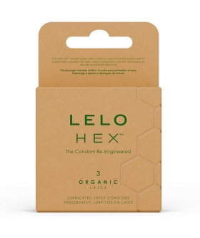 HEX ORGANIC LATEX Preservativo de látex orgânico com l-arginina e design hexagonal