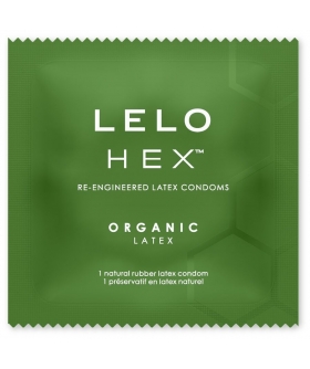 HEX ORGANIC LATEX Preservativo de látex orgânico com l-arginina e design hexagonal