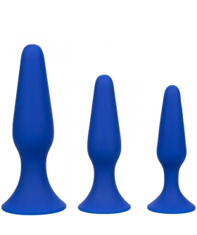 KIT 3 PLUG ANAL AZUL Kit anale con tre plugs in silicone graduati