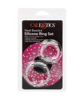 KIT STEEL BEADED Anel de silicone flexível com pérolas para um prazer incrível