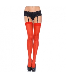 LEG AVENUE DELICIOUS Meias de ligas vermelhas, 100% nylon, tamanho único, super sensuais