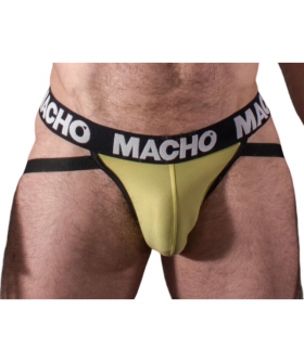 MACHO - MX25A JOCK LYCRA AMARI Ropa interior masculina amarilla de lycra, trasero aire
