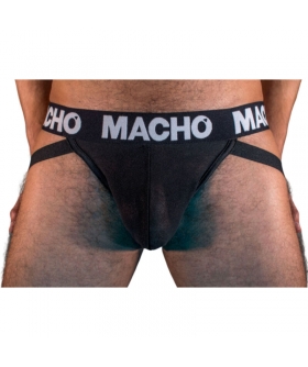 MACHO - MX25NN JOCK NEGRO Suspensório preto, elástico, transparente e super favorecedor