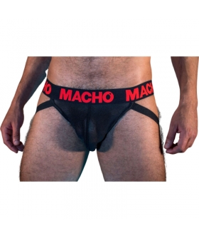 MACHO  BLISS Suspensorio semitransparente negro y rojo. ajustable