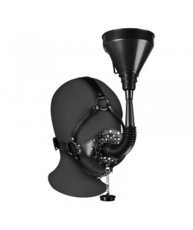 OPEN MOUTH GAG Masque BDSM en cuir avec bâillon et entonnoir exclusif, ajustable