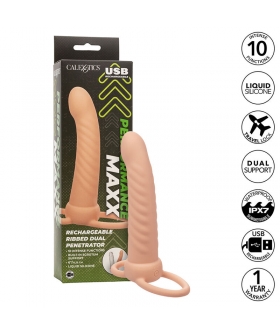MAXX DOBLE Dildo avec anneau pour double pénétration et vibration