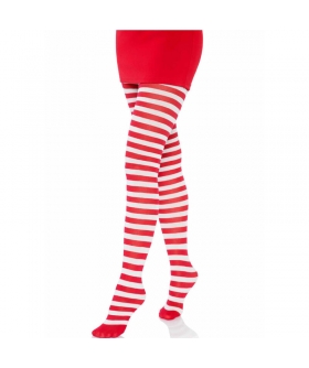 STRIPEPLAY Collants en nylon à rayures rouges et blanches